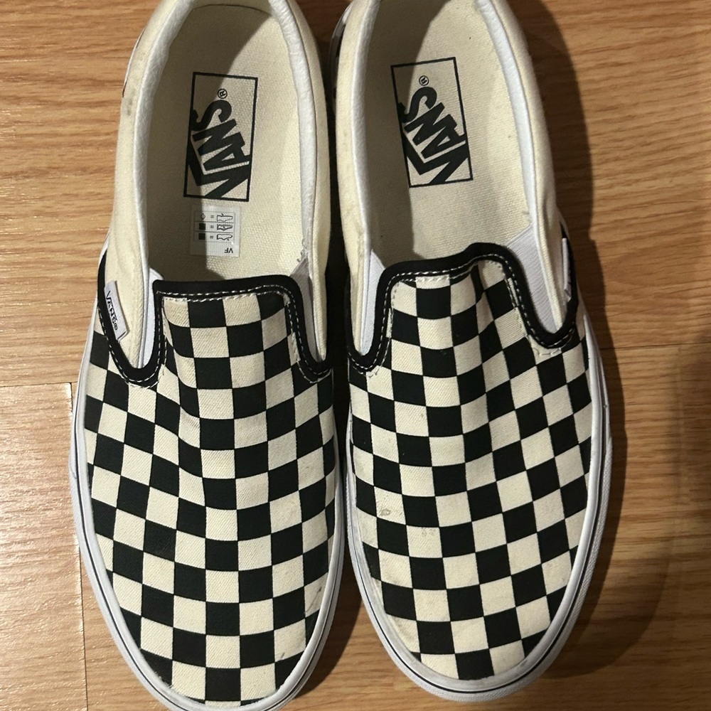 Vans Checkered Slip-On Shoes - Black and White